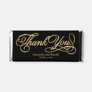 Black & Gold Foil Thank You Calligraphy Wedding Hershey Bar Favors