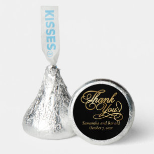 Black & Gold Foil Thank You Calligraphy Wedding Hershey®'s Kisses®