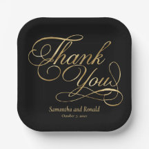 Black & Gold Foil Thank You Calligraphy Wedding