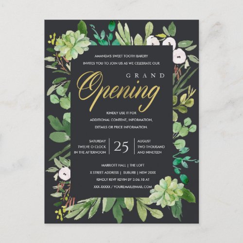 BLACK GOLD FOLIAGE FRAME GRAND OPENING CEREMONY POSTCARD