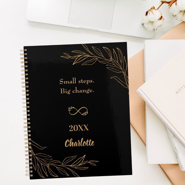 Black gold foliage motivational quote 2026 planner (Creator Uploaded)