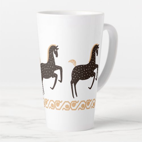 Black Gold Folk Art Spotted Horse Latte Mug