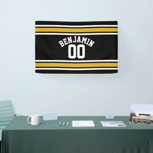 Black Gold Football Jersey Custom Name Number Banner