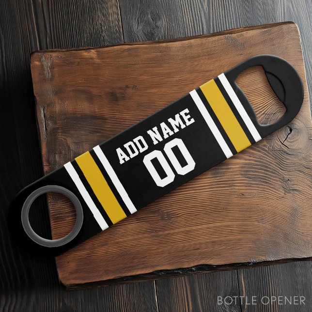 Black Gold Football Jersey Custom Name Number Bar Key (Custom Bar Key)