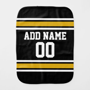 Black Gold Football Jersey Custom Name Number Burp Cloth