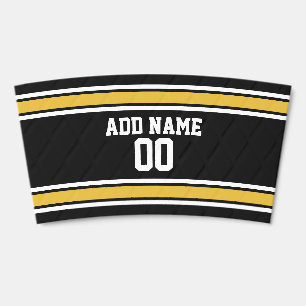 Black Gold Football Jersey Custom Name Number Coffee Cup Sleeve