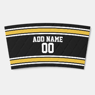 Black Gold Football Jersey Custom Name Number Coffee Cup Sleeve