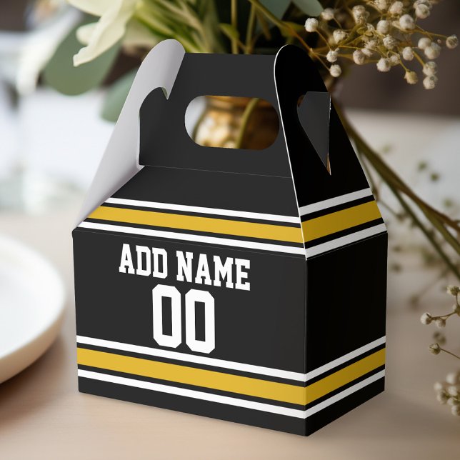Black Gold Football Jersey Custom Name Number Favor Boxes (Personalized favor box - birthday party)