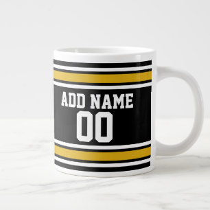Black Gold Football Jersey Custom Name Number Large Coffee Mug