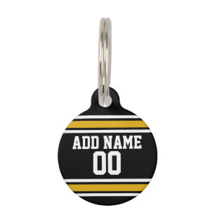 Black Gold Football Jersey Custom Name Number Pet Name Tag
