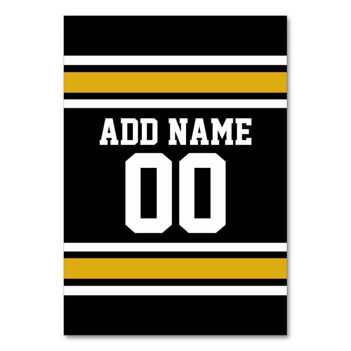 Black Gold Football Jersey Custom Name Number Table Card