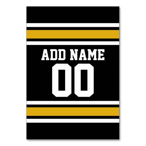 Black Gold Football Jersey Custom Name Number Table Number