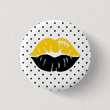 Black & Gold Football Kiss Lips