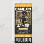 Black &amp; Gold Football Ticket Birthday Invitation