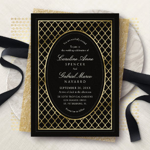 Black Gold Formal Garden Wedding Foil Invitation
