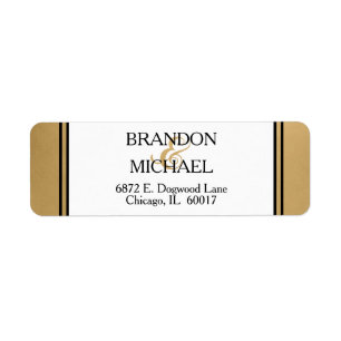 Black Gold Formal Wedding Return Address Label