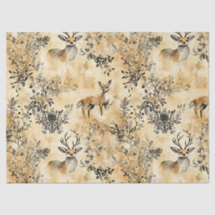 Black Gold Fox Botanical Victorian Pattern Tissue Paper