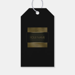 Black Gold Frame Conceptual Minimal Branding Name Gift Tags