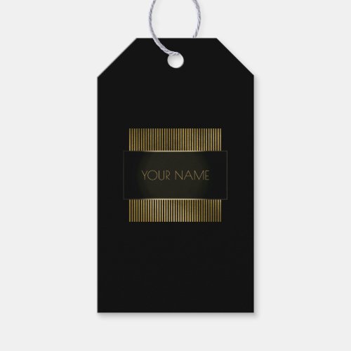 Black Gold Frame Conceptual Minimal Branding Name Gift Tags