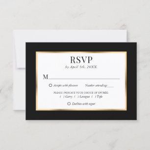 Black Gold Frame Elegant Wedding Meal Choice RSVP Card