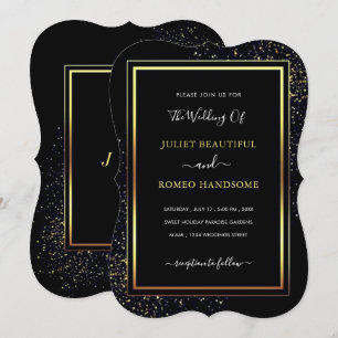 Black Gold Framed Wedding Invitation Example