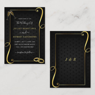 Black Gold Framed Wedding Invitations Template