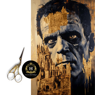 Black Gold Frankenstein Monster Gothic Castle Tissue Paper