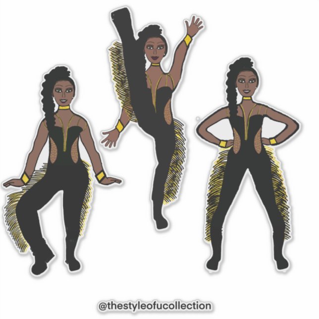 Black Gold Fringe Dancer #1 Sticker (Front)