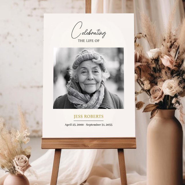 Black Gold Funeral In Loving Memory Custom Photo Foam Board (Creator Uploaded)