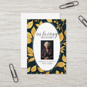 Black & Gold Funeral Memorial Prayer Photo Card