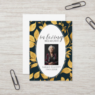 Black & Gold Funeral Memorial Prayer Photo Card