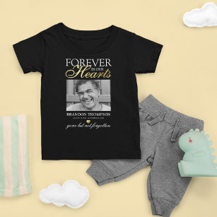 Black Gold Funeral Photo Memorial Baby T-Shirt