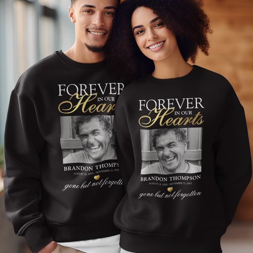 Black Gold Funeral Photo Memorial Sweatshirt