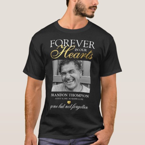 Black Gold Funeral Photo Memorial T_Shirt