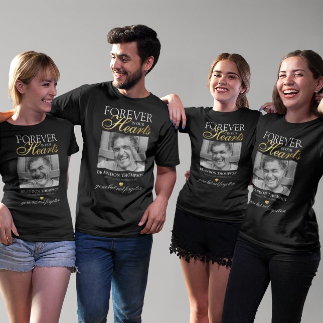 Black Gold Funeral Photo Memorial T-Shirt Tri-Blend Shirt (Creator Uploaded)