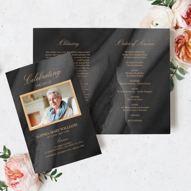 Black & Gold Funeral Program | Order of Service (Creator Uploaded)