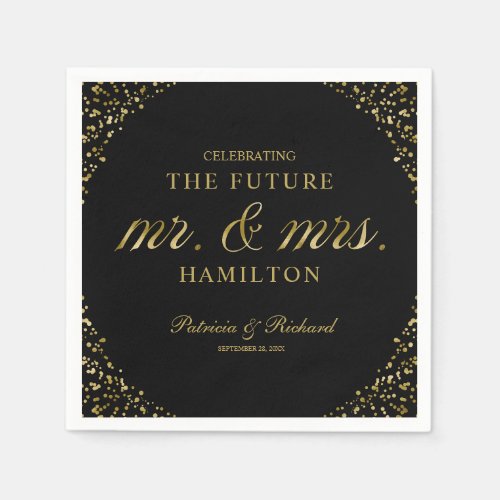 Black Gold Future Mr And Mrs Engagement Party Napkins