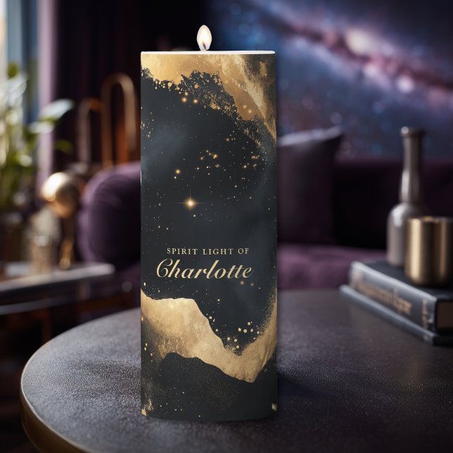 Black-Gold Galaxy  Energy & Meditation Custom Pillar Candle (Black-Gold Galaxy Energy & Meditation Custom Pillar Candle)