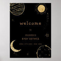 Black Gold Galaxy Outer Space Baby Shower Welcome