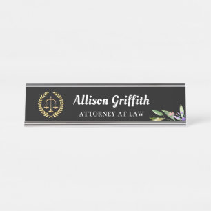 Black Gold Garden Lawyer Attorney Desk Name Plate
