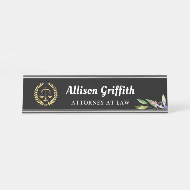 Black Gold Garden Lawyer Attorney Desk Name Plate Zazzle