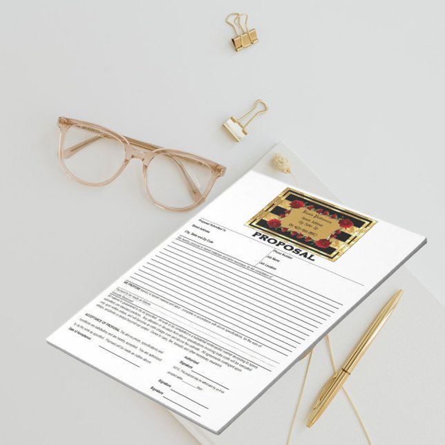 Black Gold Gem Roses Proposal Notepad (Creator Uploaded)