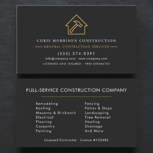 Black Gold General Contractor Business Card