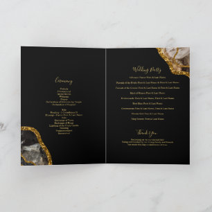 Black Gold Geode Wedding Program Order of Service