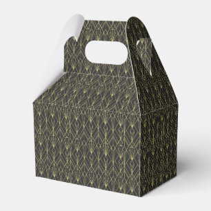 Black gold geometric art deco vintage pattern favor boxes