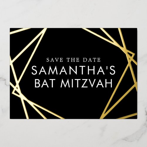 Black Gold Geometric Bat Mitzvah Save the Date