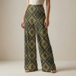 Black Gold Geometric Ethnic Moroccan Arabesque Fabric