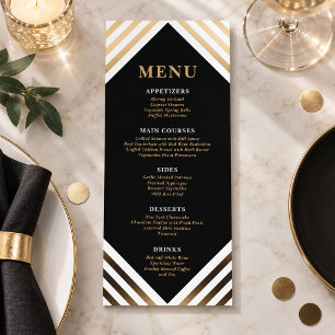 Black Gold Geometric Gala Menu Card