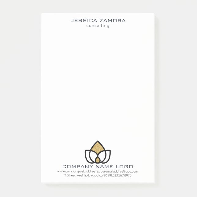 Black & Gold Geometric Logo Post-it Notes (Front)