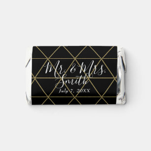 Black Gold Geometric Modern Pattern Wedding Hershey's Miniatures